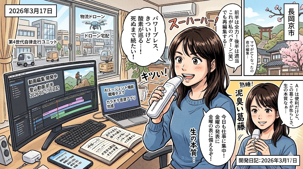2026年3月17日の開発日記：呼吸のハックと「不完全な創造」が刻む生の本質