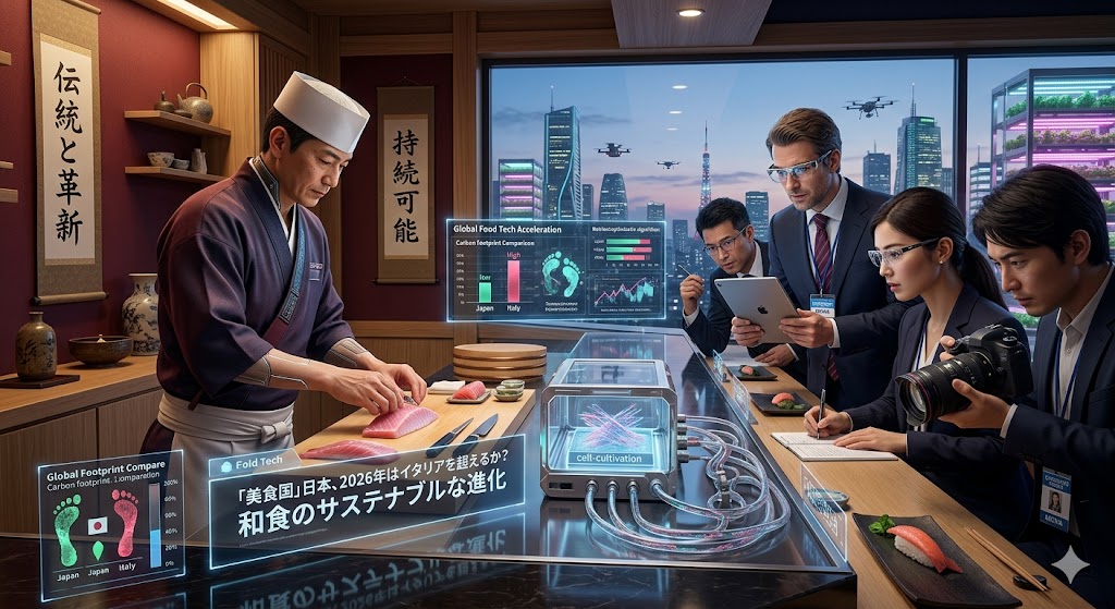 「美食国」日本、2026年にはイタリアを超えられるか？グローバル・フードテックが加速させる、和食のサステナブルな進化と海外メディアの期待序：素材から読み解く「2026年の兆し」