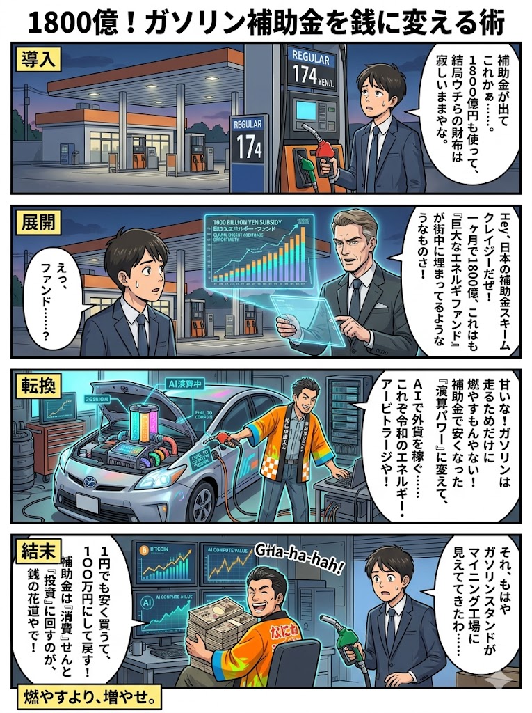 1800億！ガソリン補助金を銭に変える術