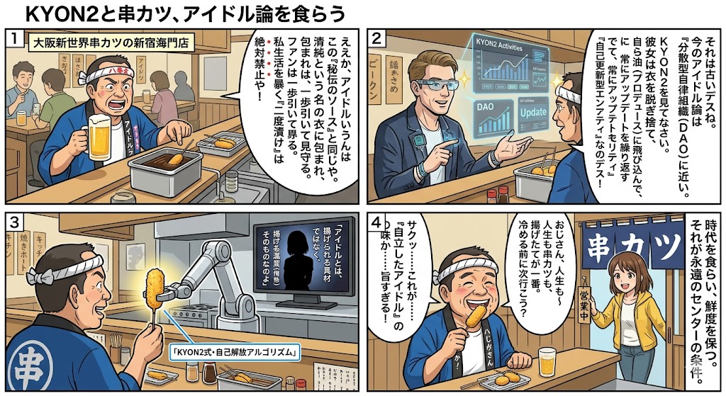 KYON2と串カツ、アイドル論を食らう