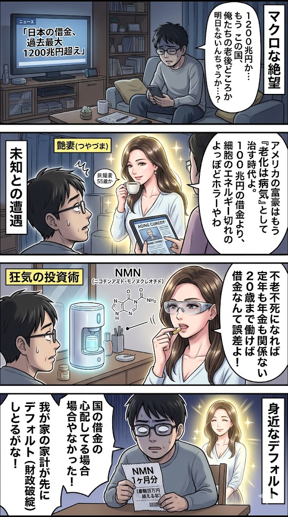国の借金スルー。艶妻、NMNに貢ぐ