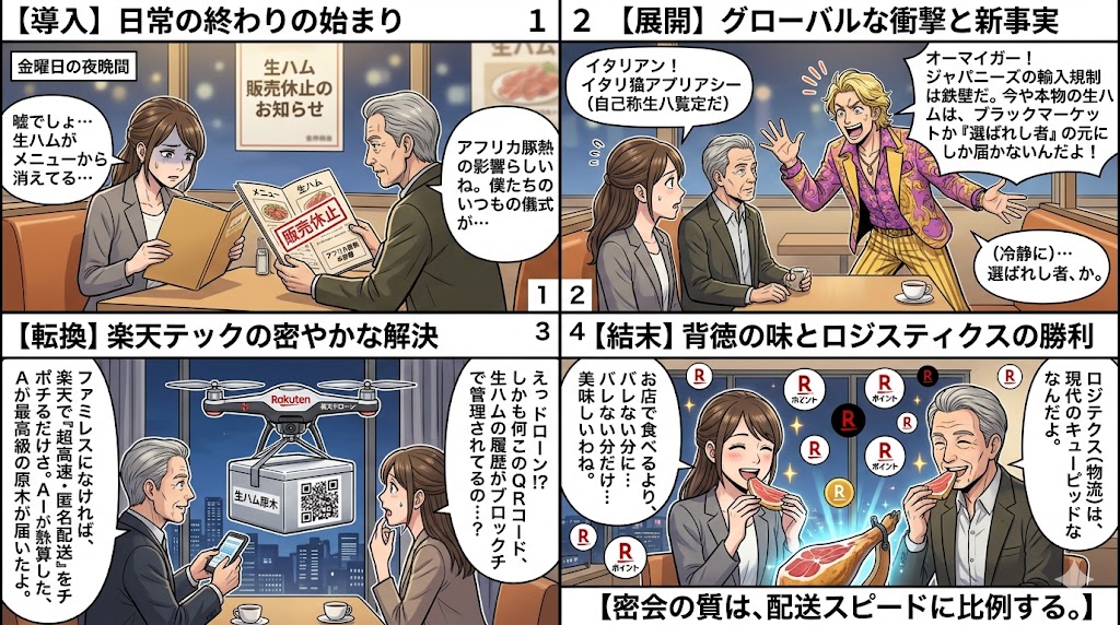 生ハム休止。密会のご馳走は楽天で