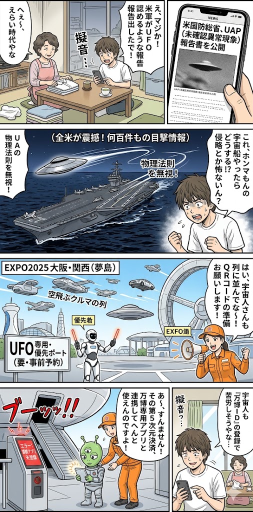 米軍UFO公開！宇宙人も万博来るんか？