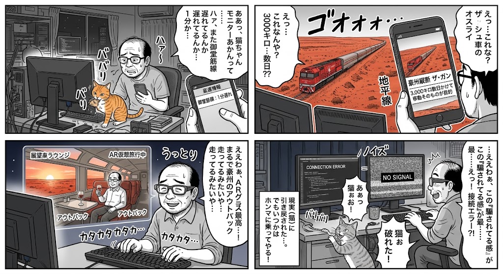 豪州の世界旅行列車、おっさんも騙されたい