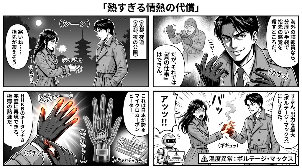 冬の密会に！指先を熱くする内蔵ヒーター
