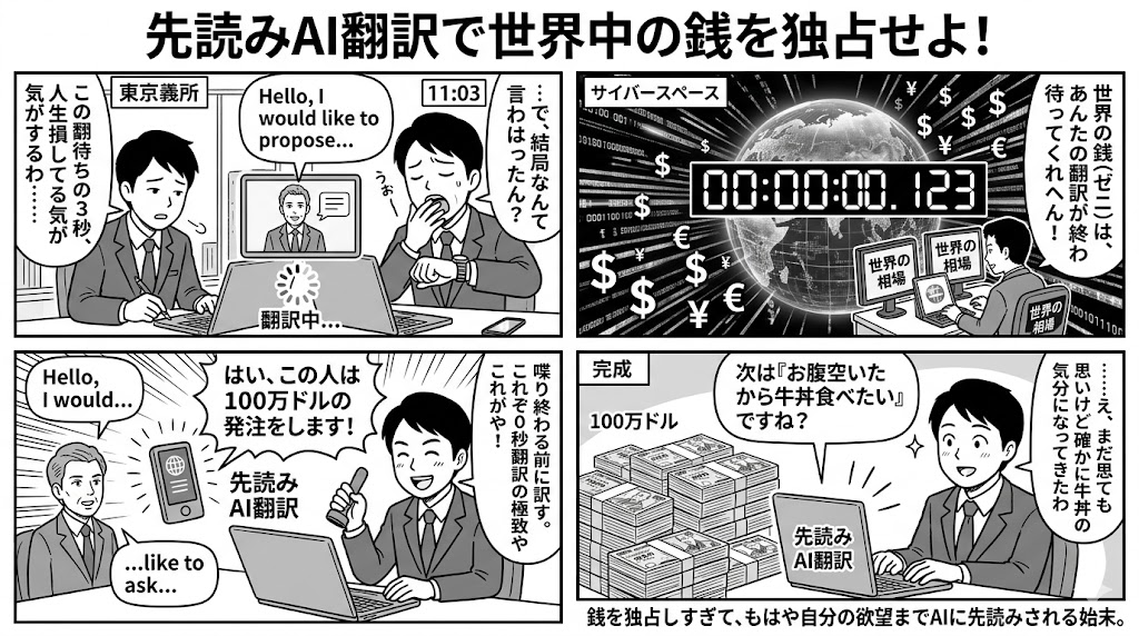 先読みAI翻訳で世界中の銭を独占せよ！