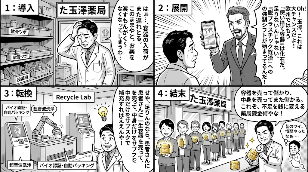 薬局悲鳴！容器不足を銭に変える錬金術