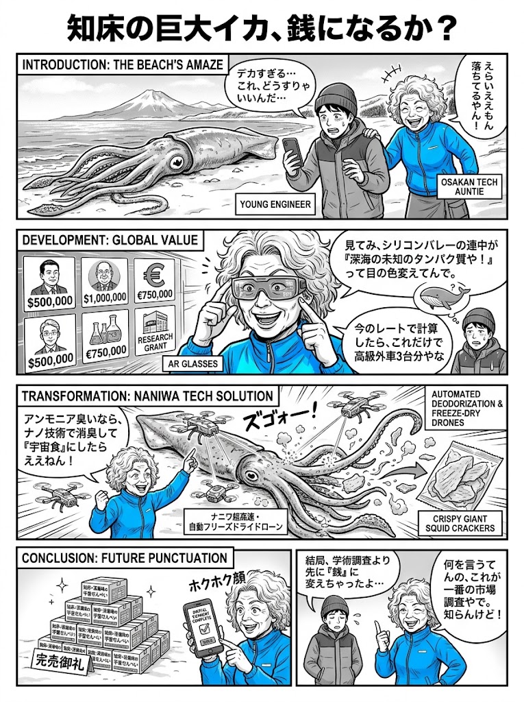 知床の巨大イカ、銭になるか？
