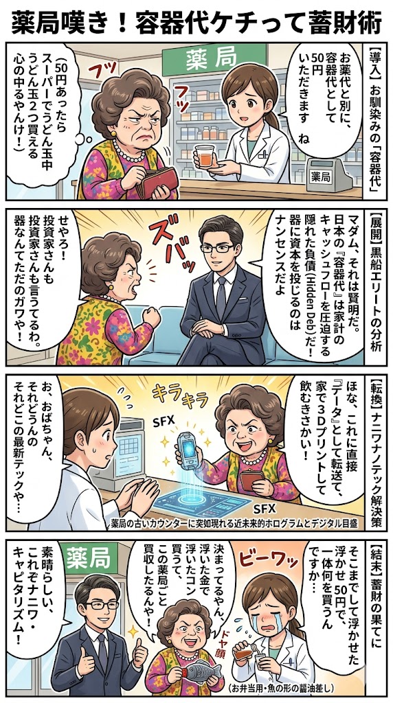 薬局嘆き！容器代ケチって蓄財術