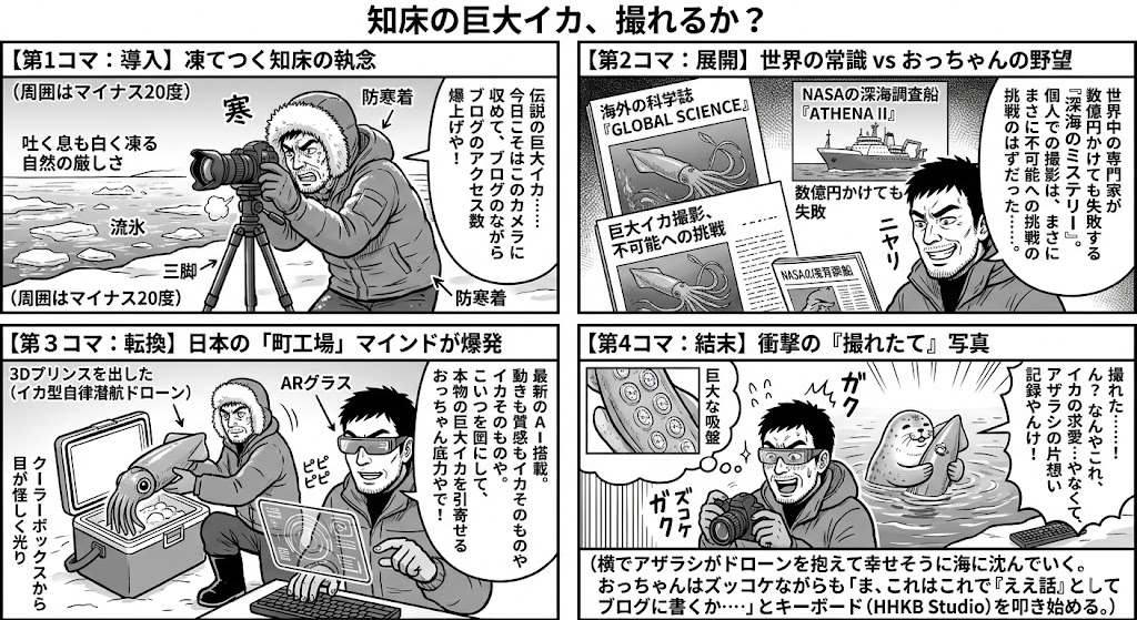 知床の巨大イカ、撮れるか？