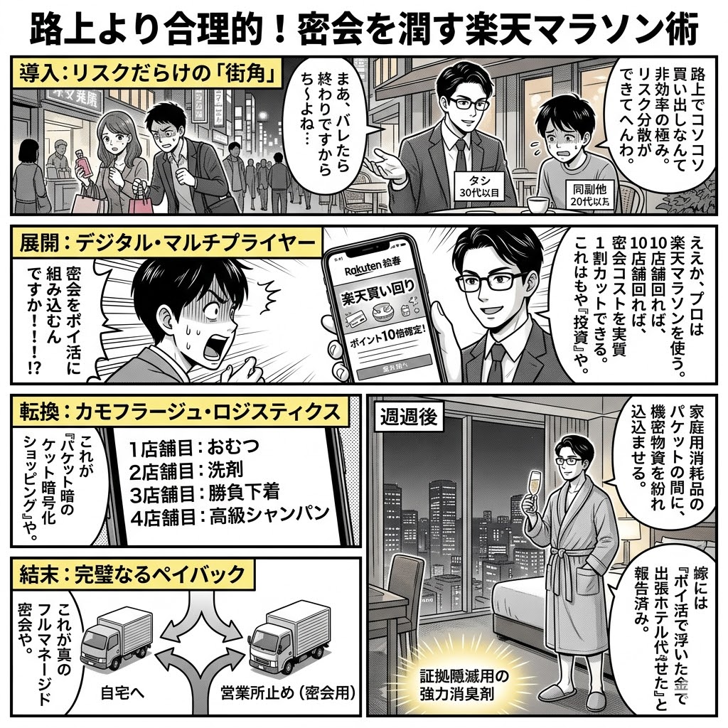 路上より合理的！密会を潤す楽天マラソン術
