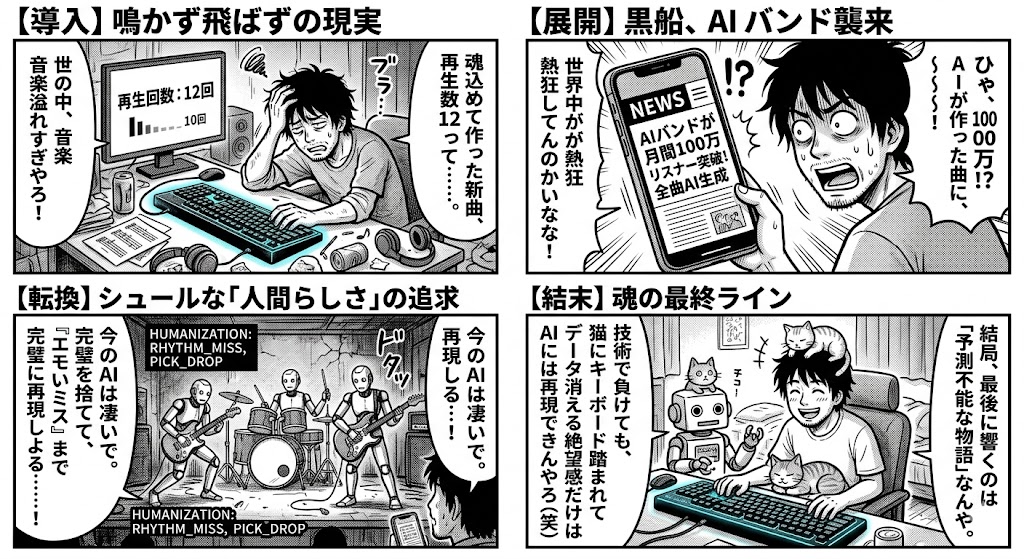 AIバンドが月間100万リスナー達成！音楽の革命とクリエイティビティの未来