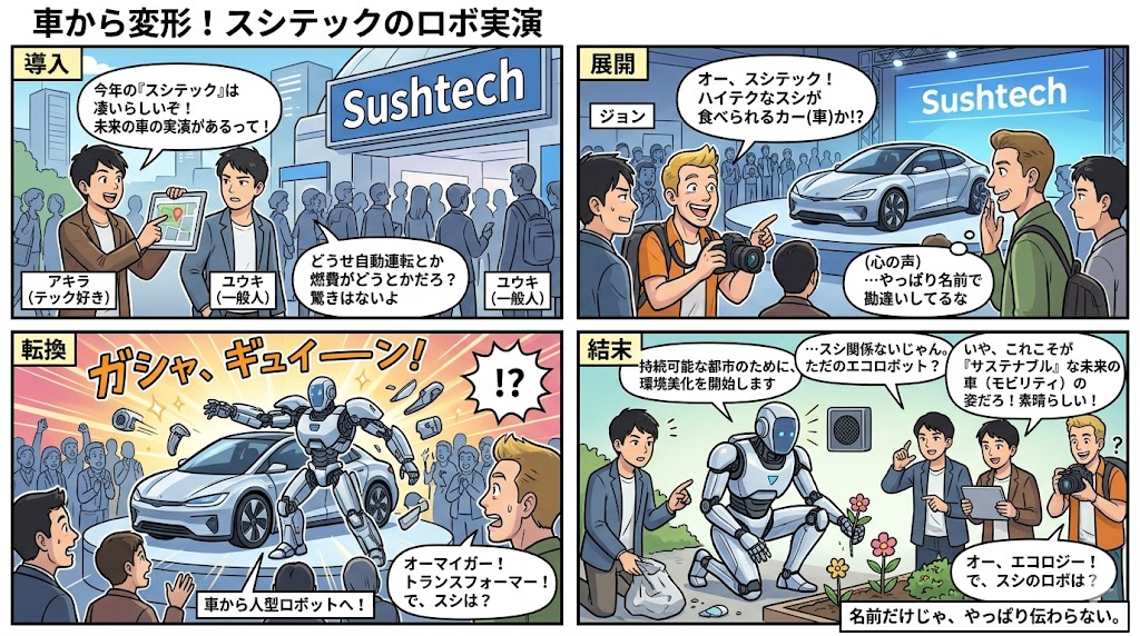 車から変形！スシテックのロボ実演