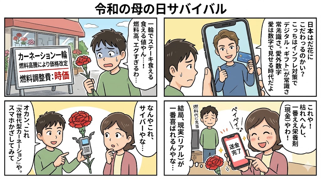 燃料高で花が買えない？母の日のプレゼントは現金が正解なのかを考える
