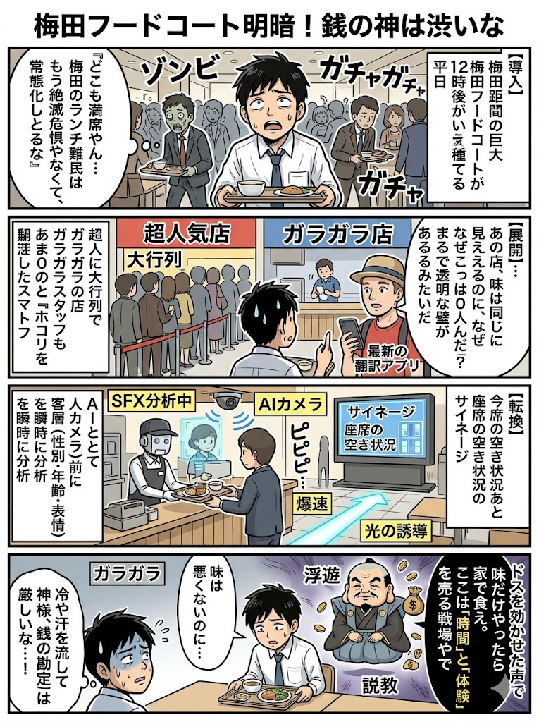 梅田フードコート明暗！銭の神は渋いな