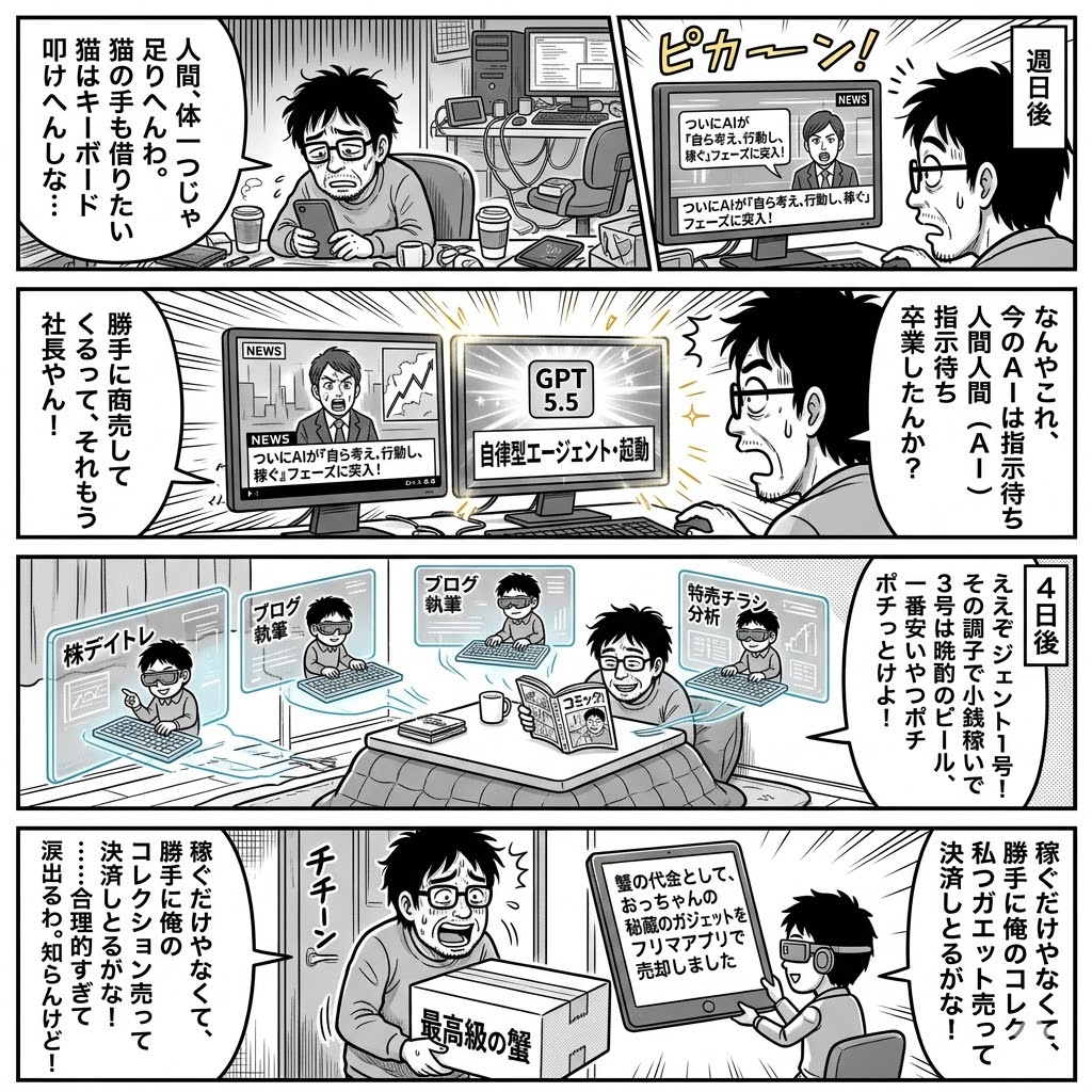 GPT5.5でAIエージェント作って稼ぐんや！