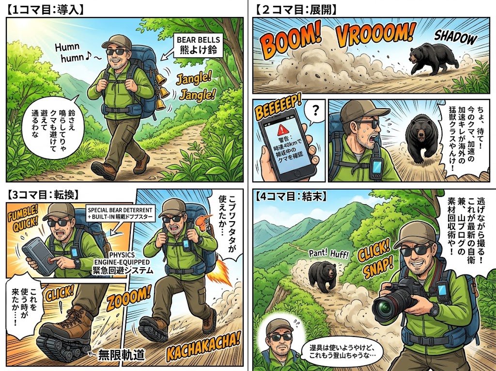 高速クマ再び！山好きおっさんの自衛策