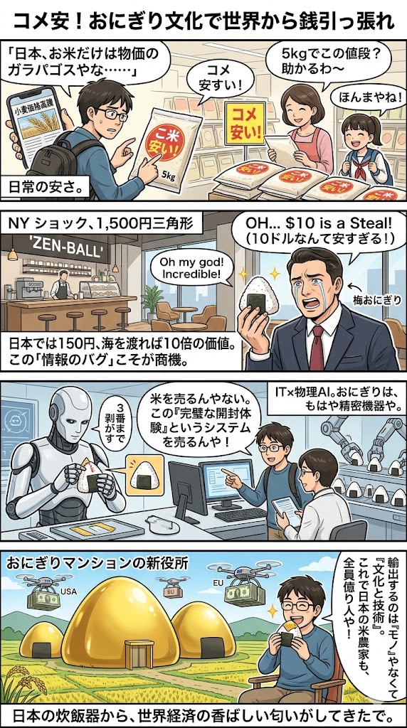 コメ安！おにぎり文化で世界から銭引っ張れ
