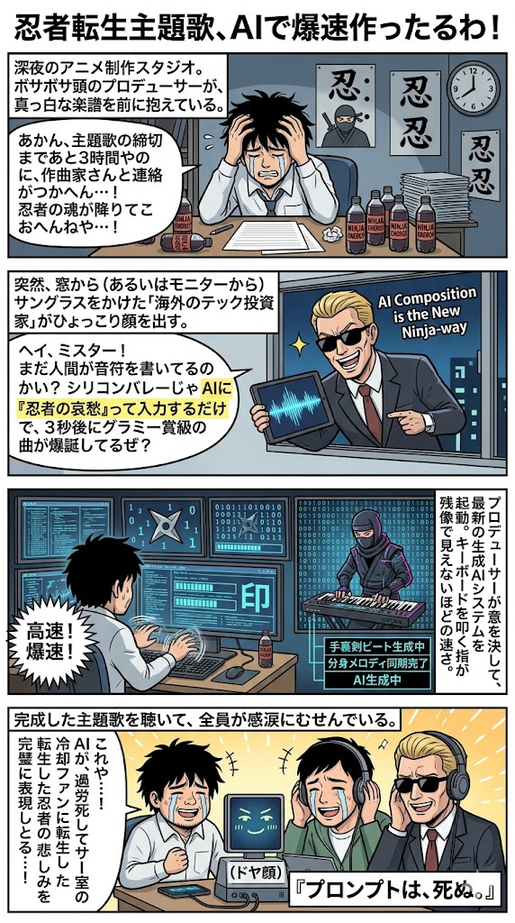 忍者転生主題歌、AIで爆速作ったるわ！