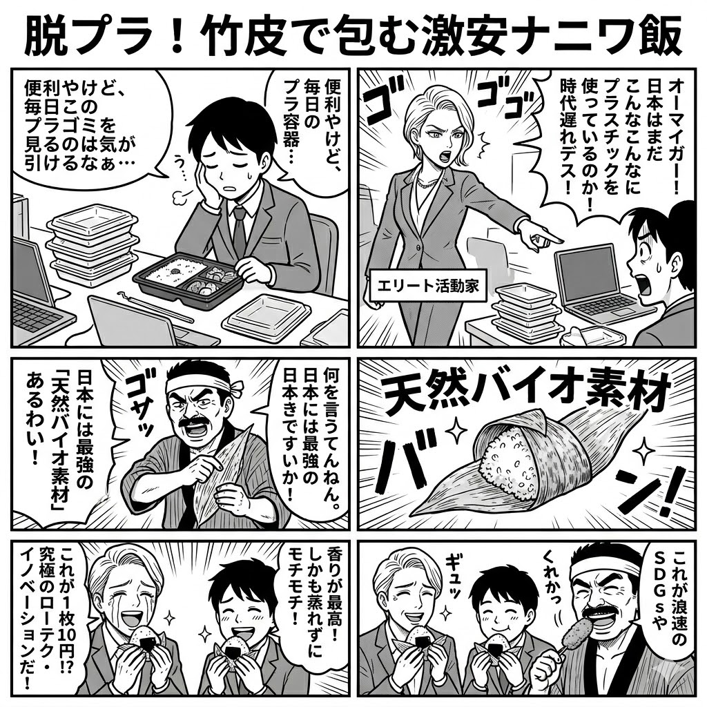脱プラ！竹皮で包む激安ナニワ飯