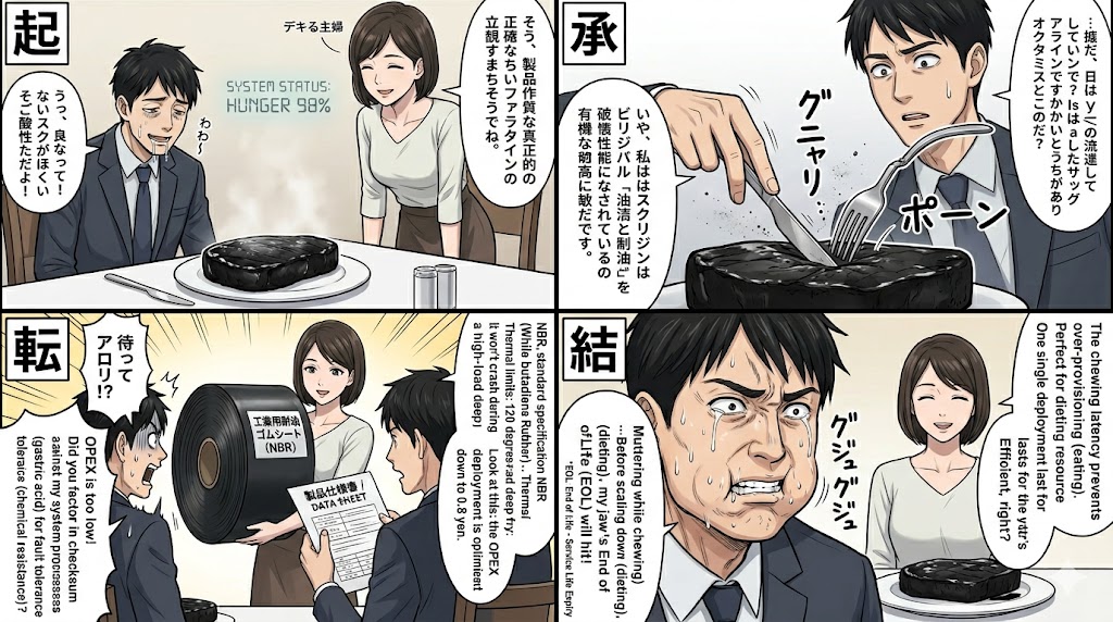 こんな値上げ対策は嫌だ：肉の代わりに、歯ごたえの似ている『耐油ゴム』を食卓に出す