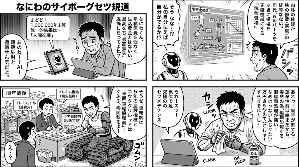 AIが老後をシミュレーション。結論：『サイボーグ化して、減価償却費で節税しましょう』