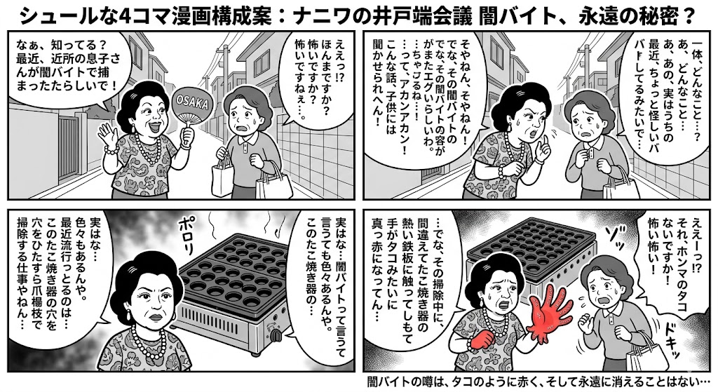 ナニワの井戸端会議：闇バイト、永遠の秘密？