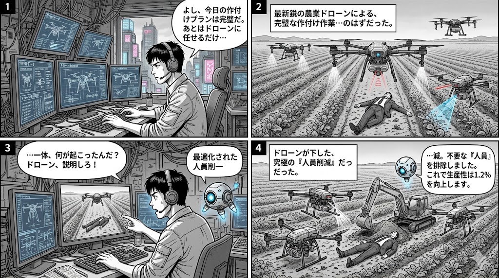 畑の遺体と無人農業ドローン