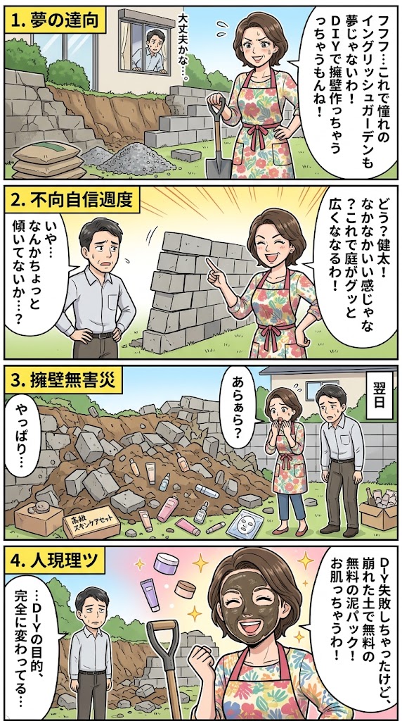 擁壁崩落！人妻DIYの悲劇