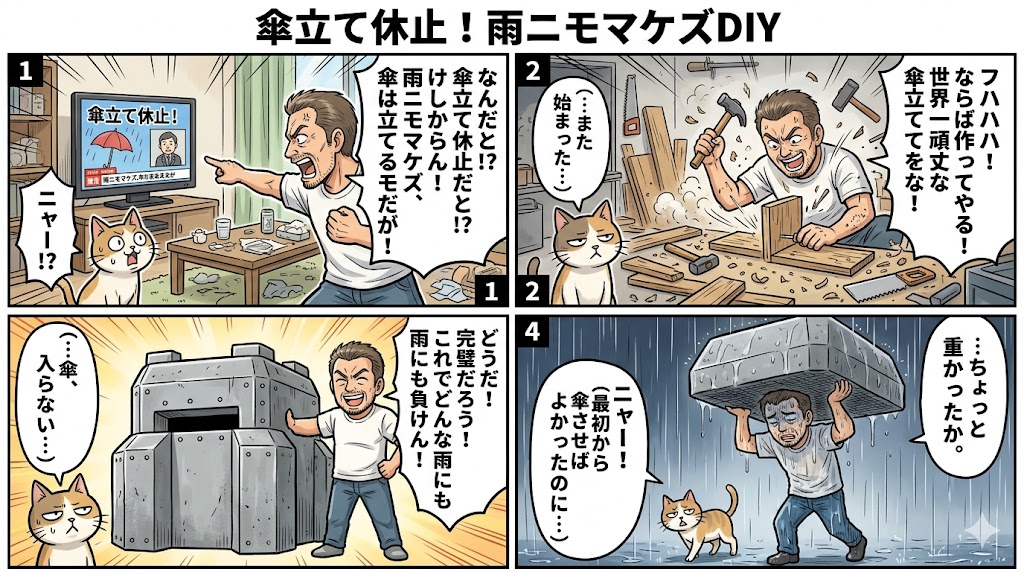 傘立て休止！雨ニモマケズDIY