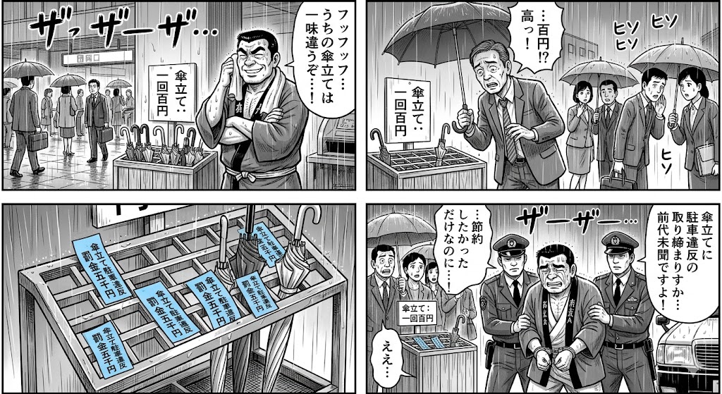 傘立て青切符!? 節約逆効果