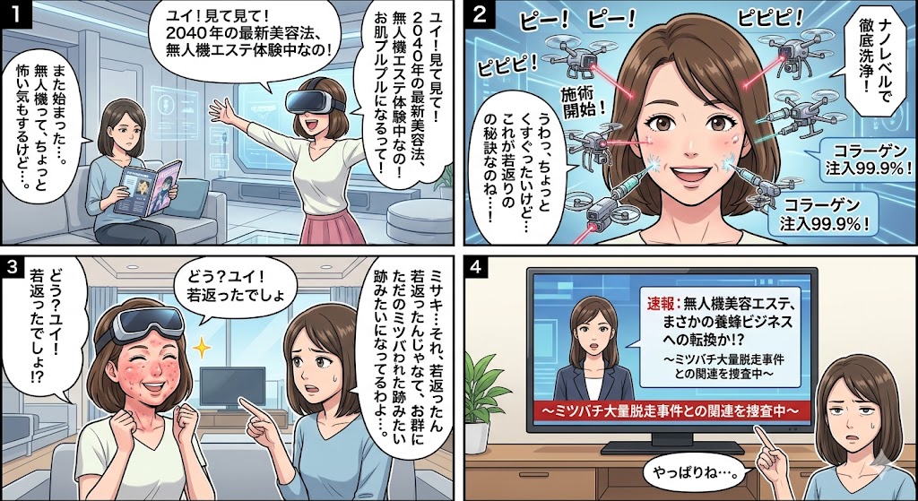 無人機で老化ストップ!? 2040年の美