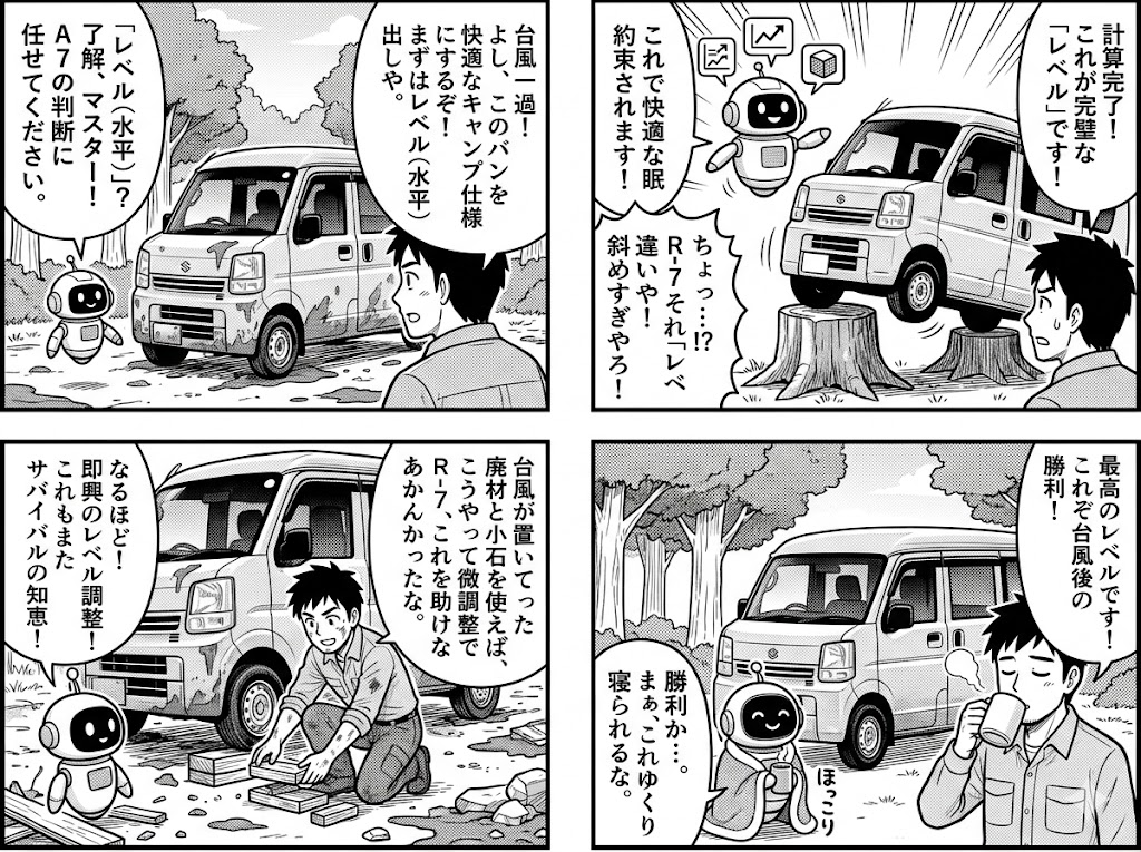 軽バン助手席フラット化！段差解消は台風翌日のDIYや