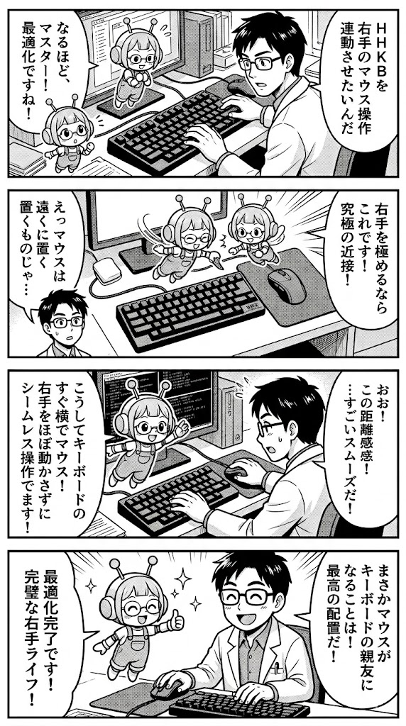HHKBと独立マウス併用、右手配置の最適解