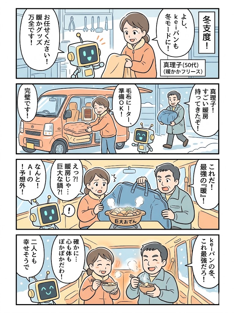 50代夫婦の軽バン冬支度：裏技防寒グッズ徹底比較