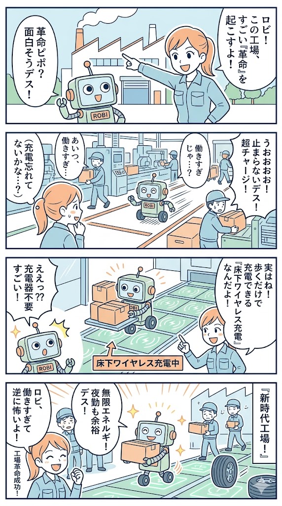 足裏ワイヤレス給電で工場激変！ヒューマノイドロボット稼働率を劇的に高める業務改善