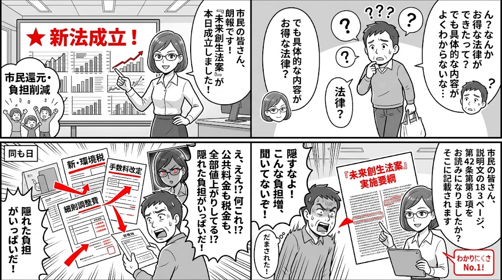新法案：知らぬ間負担の未来