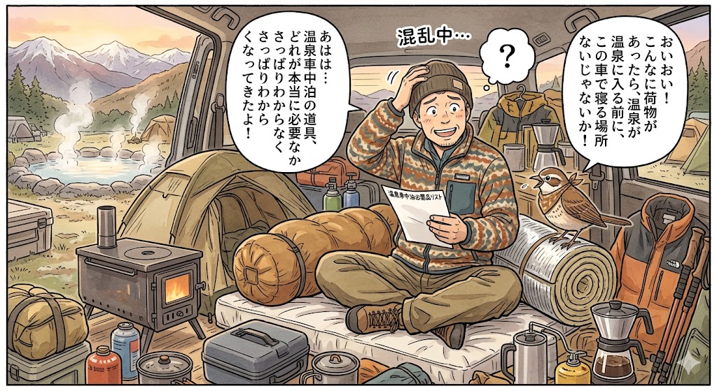 車中泊温泉旅の便利道具、これホンマにいるんか？