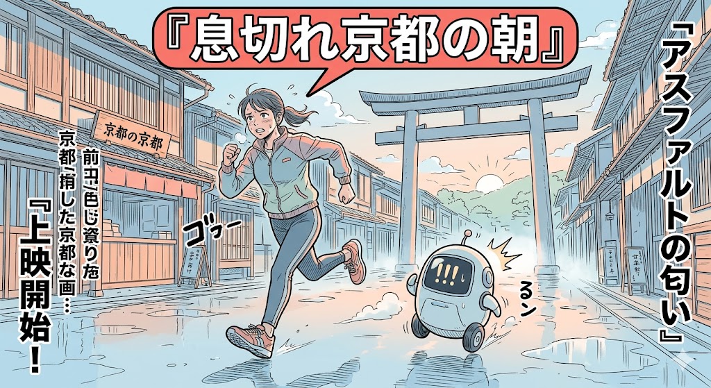 息切れする京都の朝、アスファルトの匂い