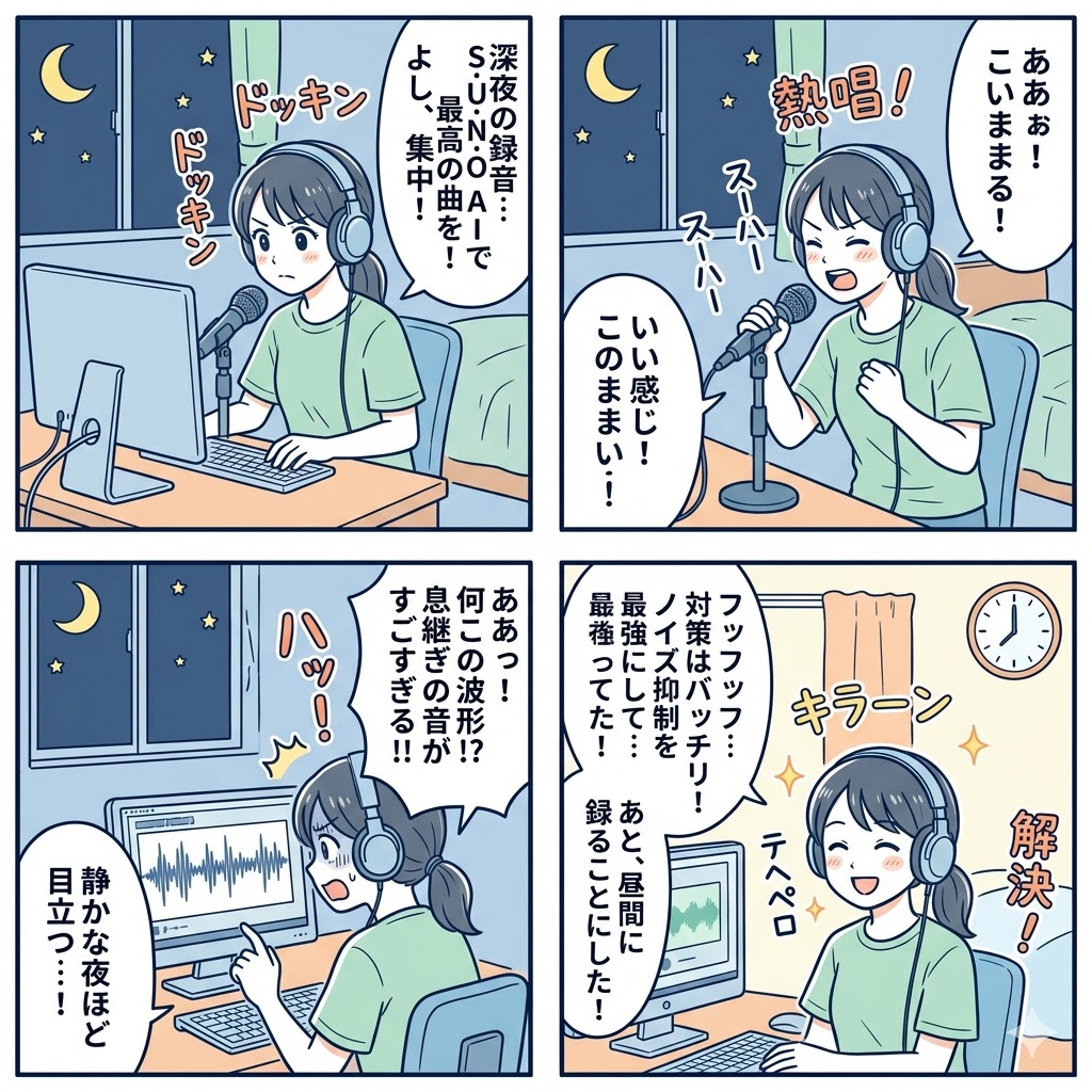 深夜の密閉音、呼吸とSunoのノイズ対策
