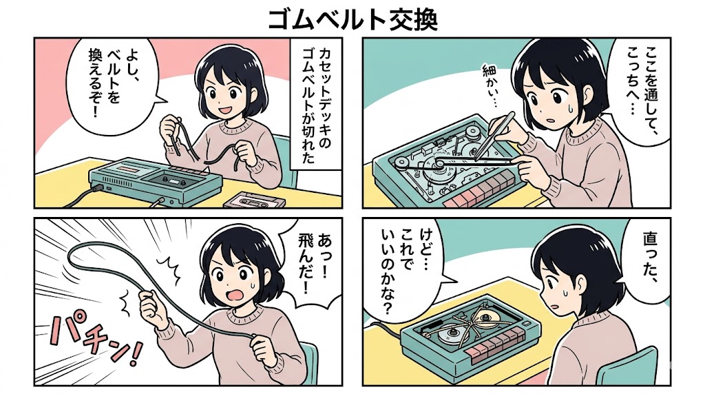 カセットのゴム紐を換える夜