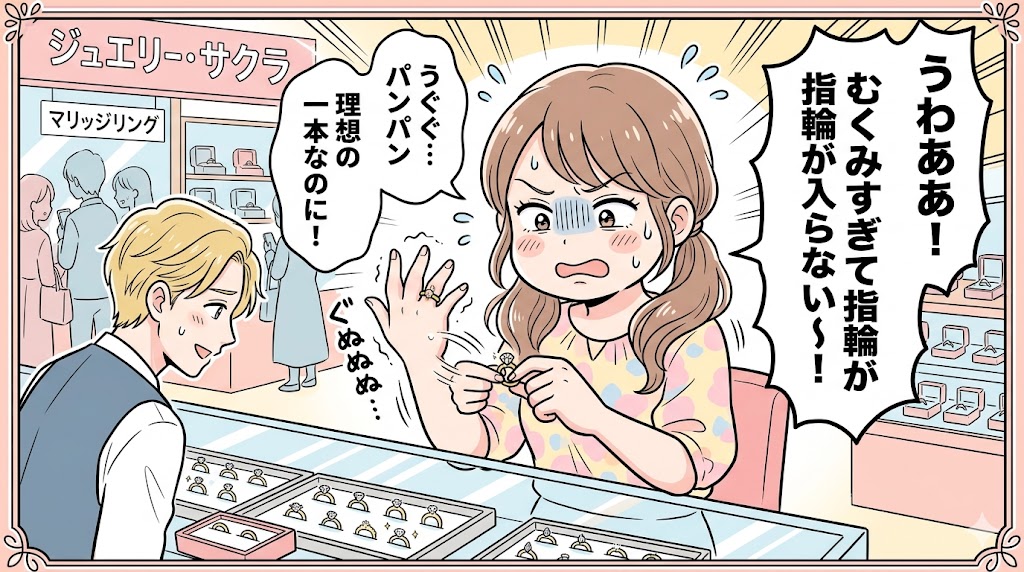 骨格ウェーブの指のむくみとリング選び