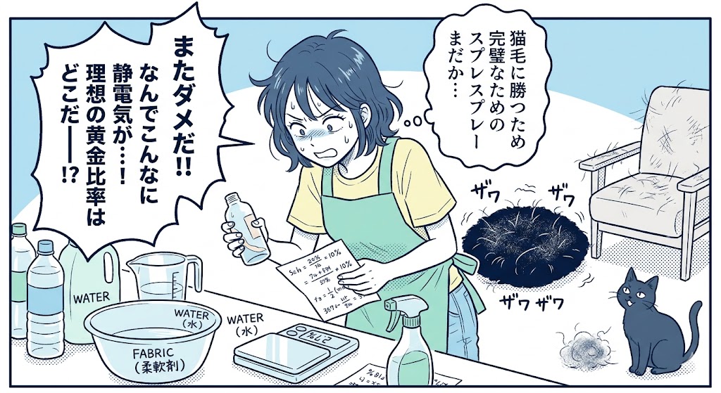 裏垢猫の毛対策！静電気自作スプレーの神比率