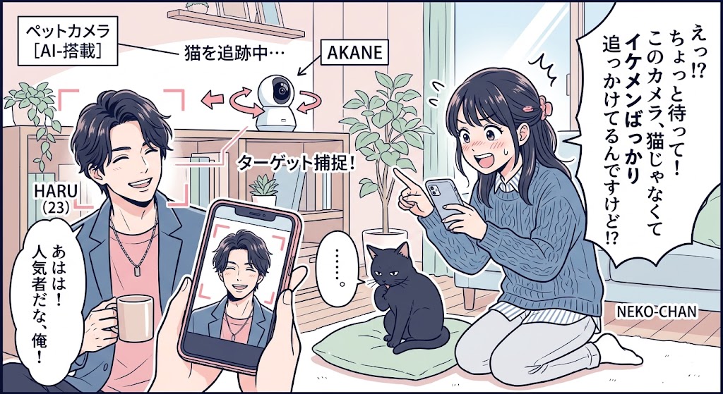 猫カメラを惑わす彼の視線