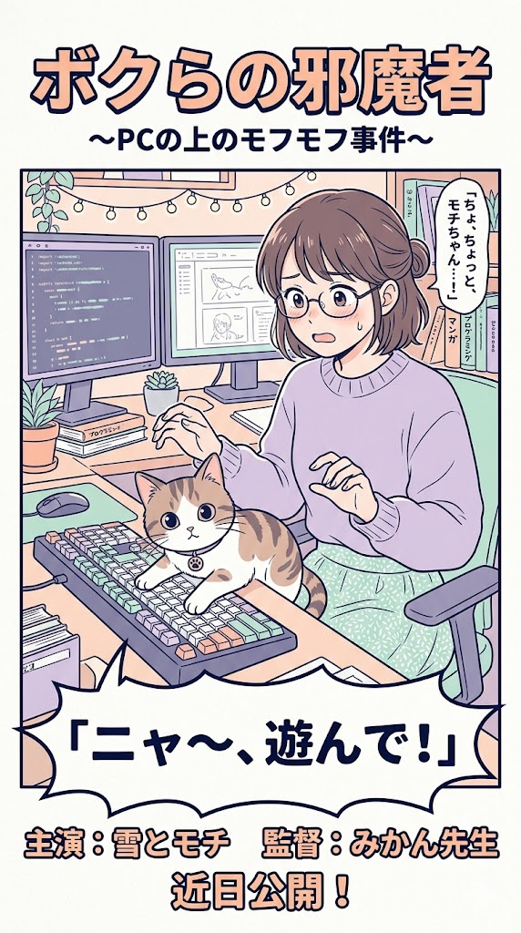 愛猫とキーボードの距離
