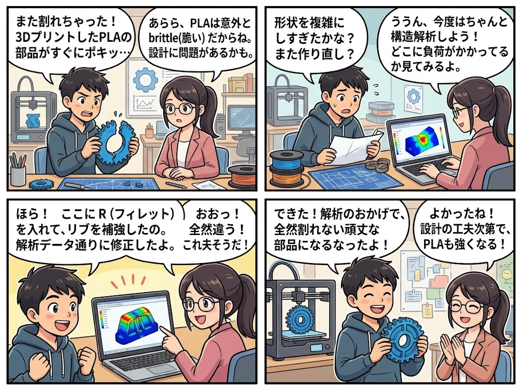 PLA割れを防ぐ!構造解析の極意