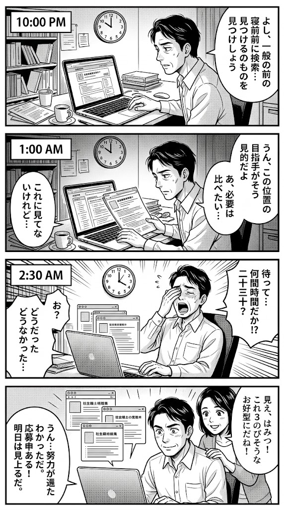 求人サイトを開いたら3時間消えた。47歳がたどり着いた3社の話