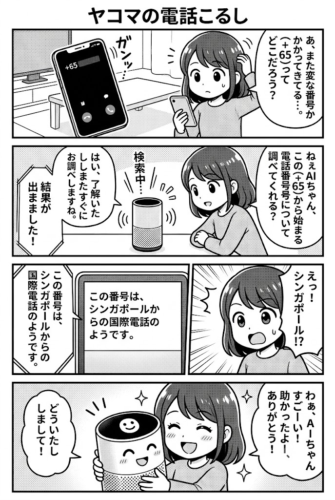 海外のロボット・AIニュースで驚いたこと：「+65」から始まる番号から不審な電話がありAIに「調べて