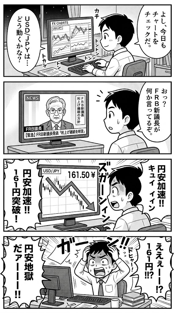 為替の動きを追っていて気づいたこと：FRB新議長が投票せず円安に？ 一時161円80銭台、識者の