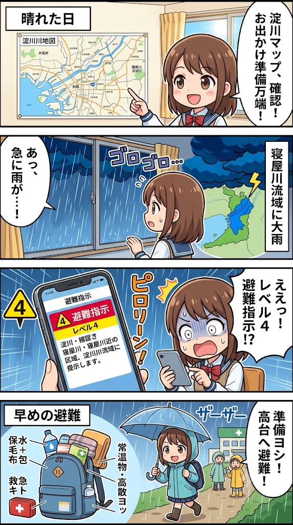 大阪府 淀川水系寝屋川流域で氾濫のおそれ レベル4氾濫危険警報を発表